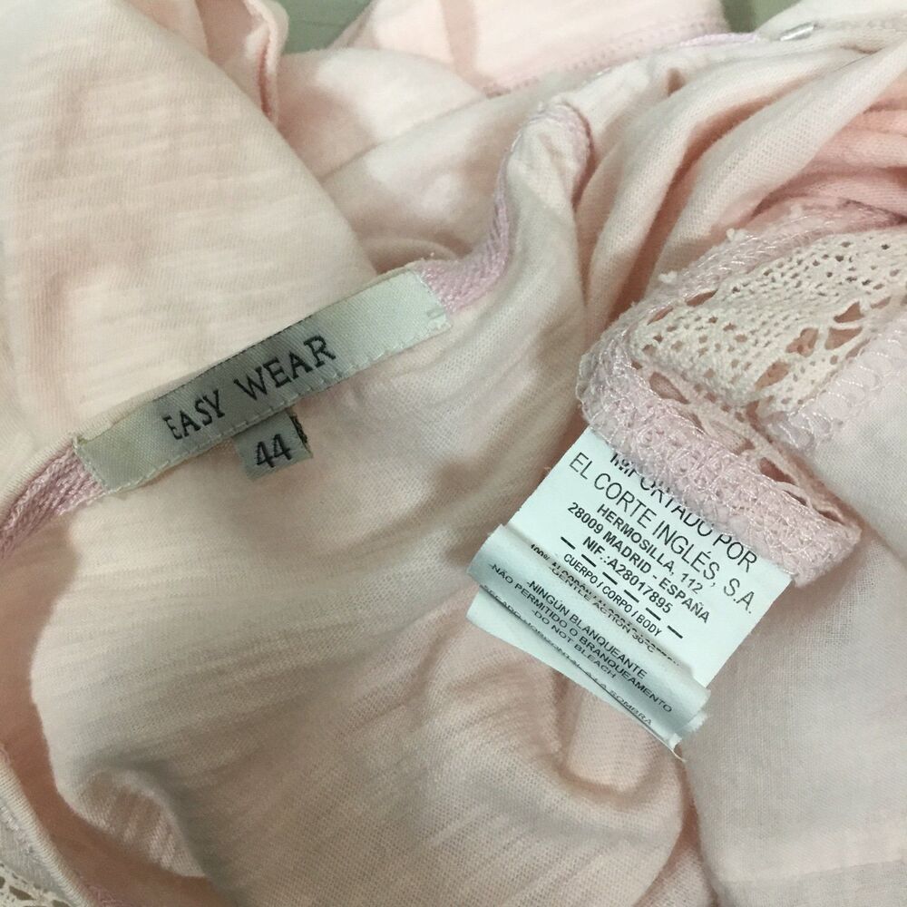 100% cotton pink top with lace detail fairycore feminine cottagecore boho sz M - Picture 5 of 5